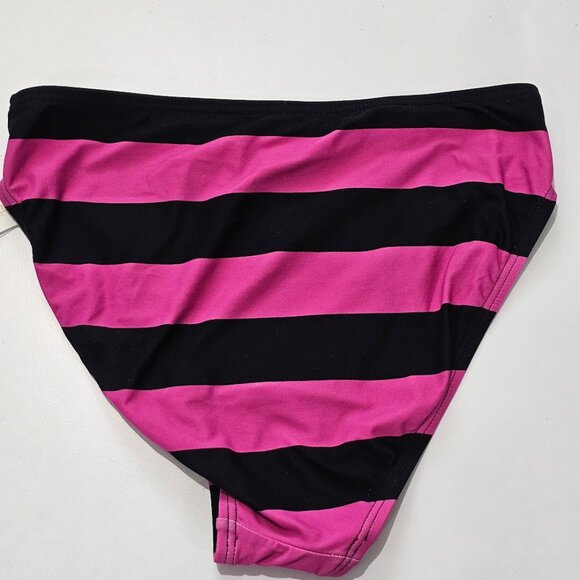 Michael Kors Striped High-Waisted Bikini Bottoms - Picture 5 of 9